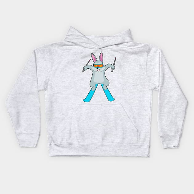 Bunny as Skier with Ski Kids Hoodie by Markus Schnabel